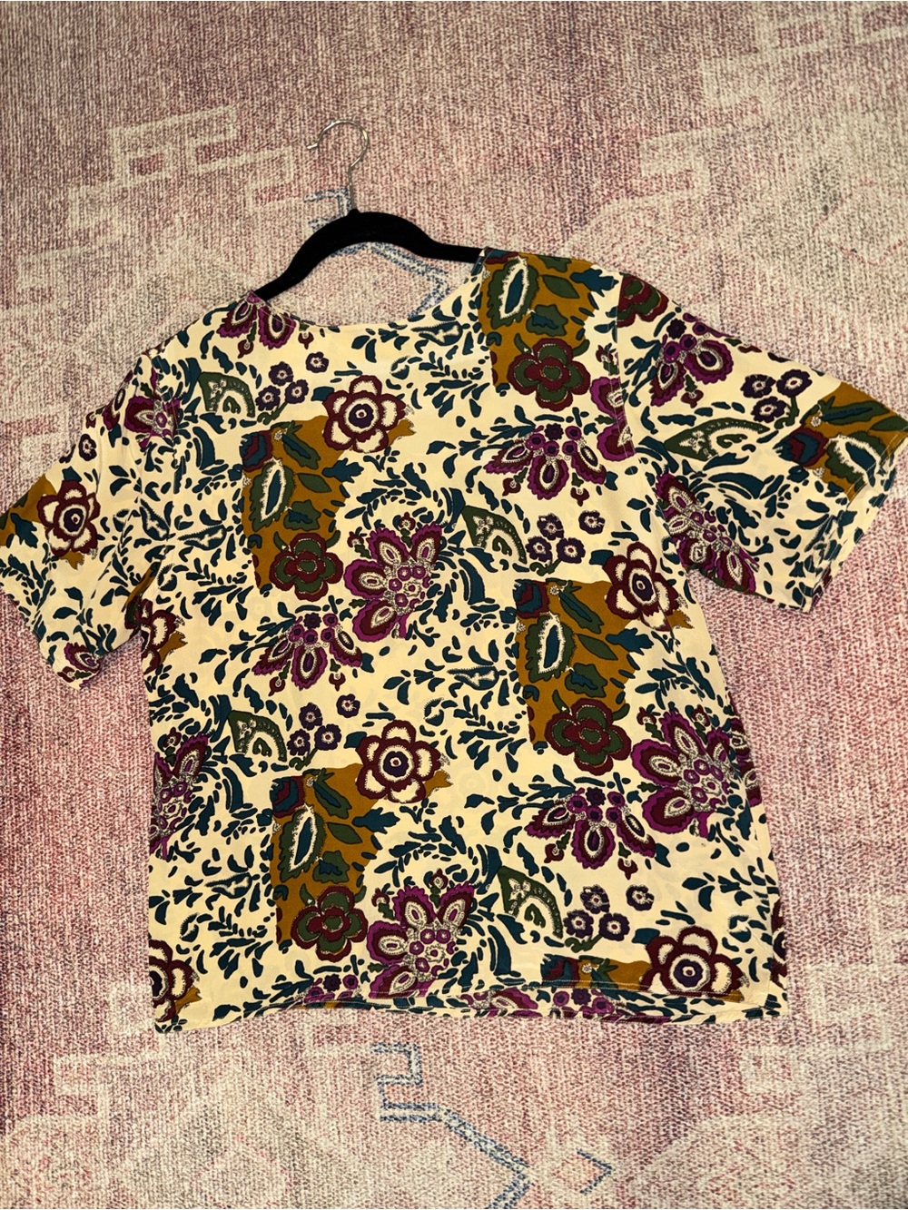Vintage TESS 90’s silk boxy blouse floral paisley print size med